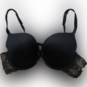 Cacique Black Quarterly Lace Plunge Bra 44C Perfect Condition!